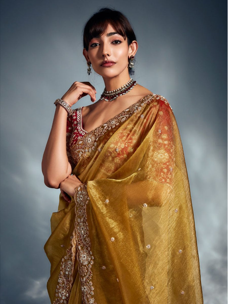 Swarnraj Golden Tissue Silk Saree