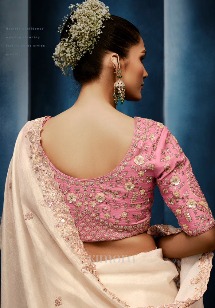 Chandrika Banarasi Tissue Silk Saree Off-White