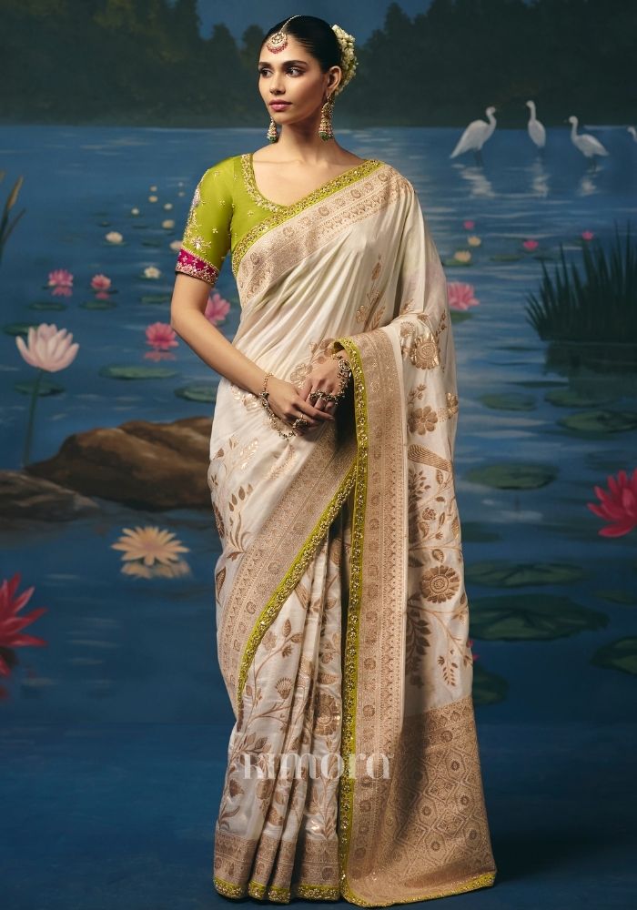 Devyani Weaving Handcrafted Saree In Ivory
