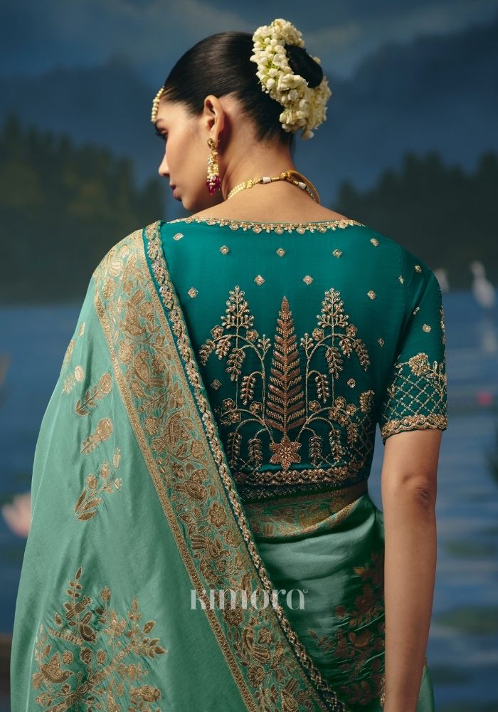 Anupama Weaving Handcrafted Saree In Sea Green