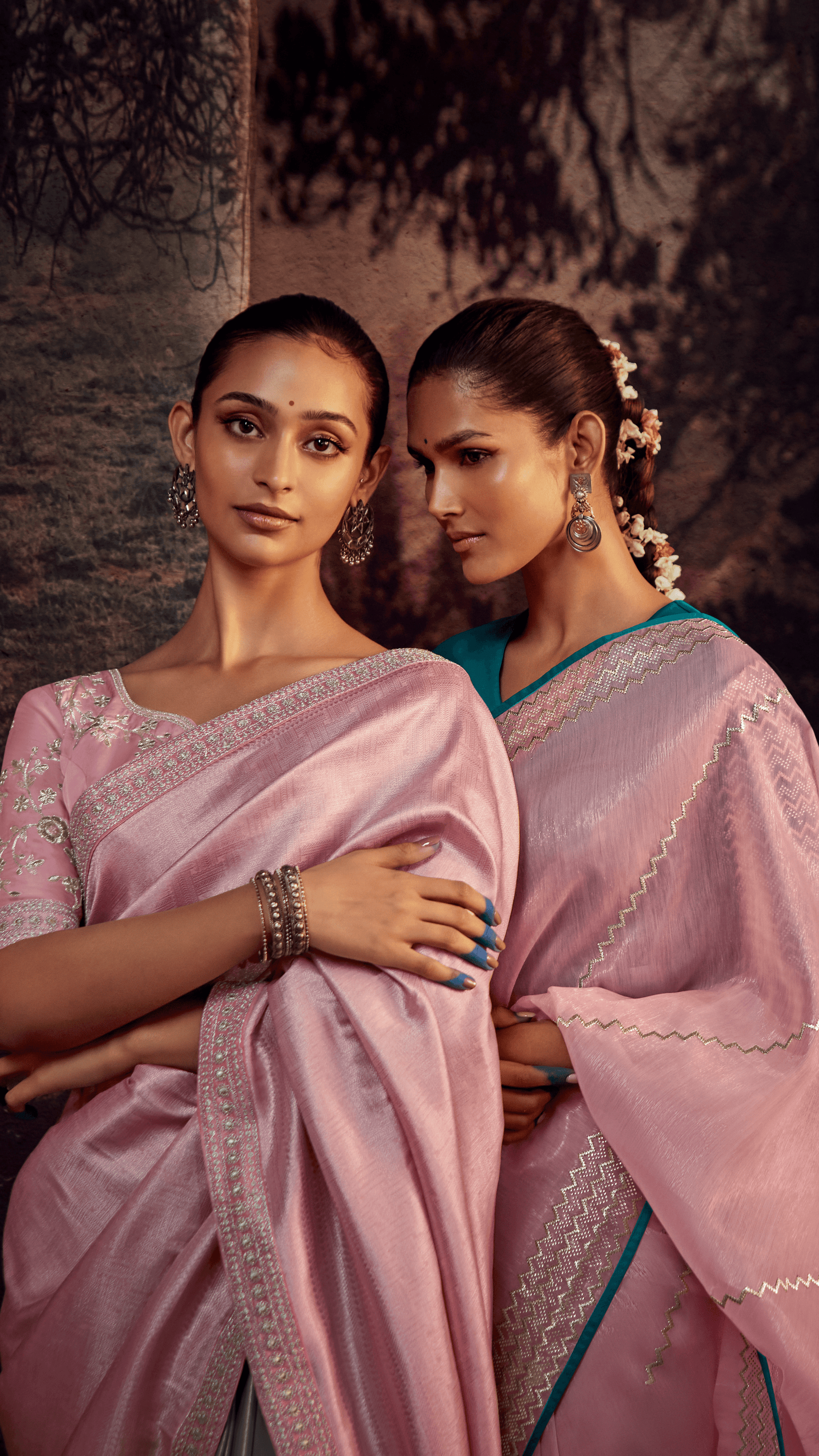 TWILIGHT ELEGANCE – PINK & GRAY KANJIVARAM SILK SAREE - Kimora.in