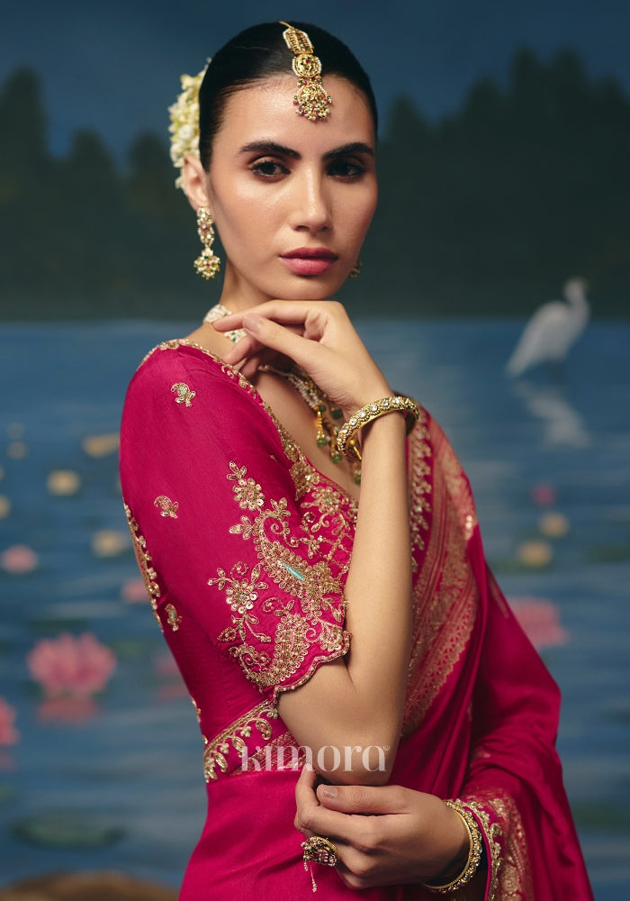 Shagun Weaving Handcrafted Saree In Pink