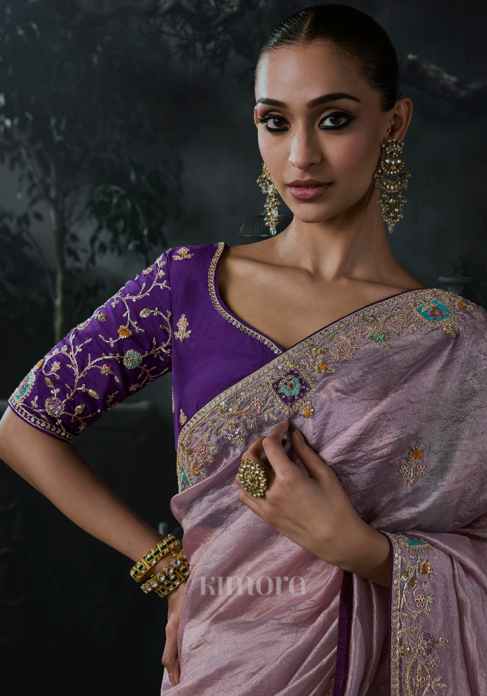 Elara Tissue Silk Saree Purple