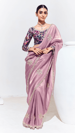 PINK SILK SAREE WITH EMBROIDERED BLOUSE – A PERFECT BLEND OF GRACE & ELEGANCE - Kimora.in