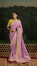 LAVENDER BANARASI DOLA SILK SAREE - Kimora.in