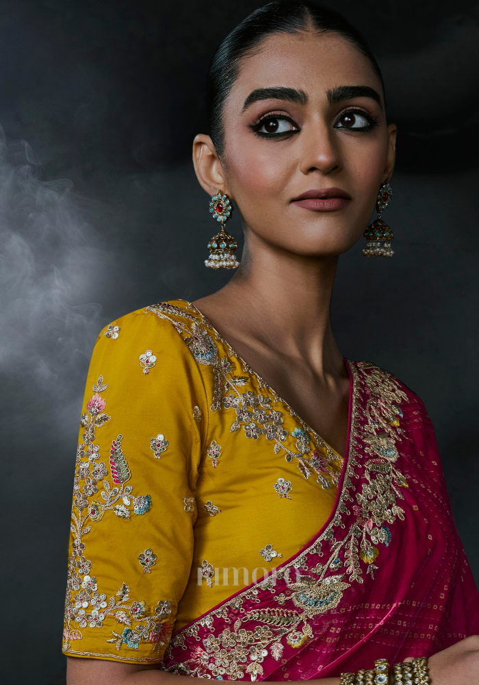 Aveline Silk Saree Pink