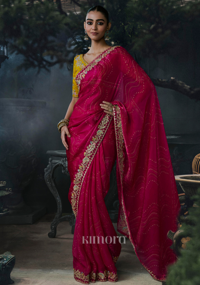 Aveline Silk Saree Pink