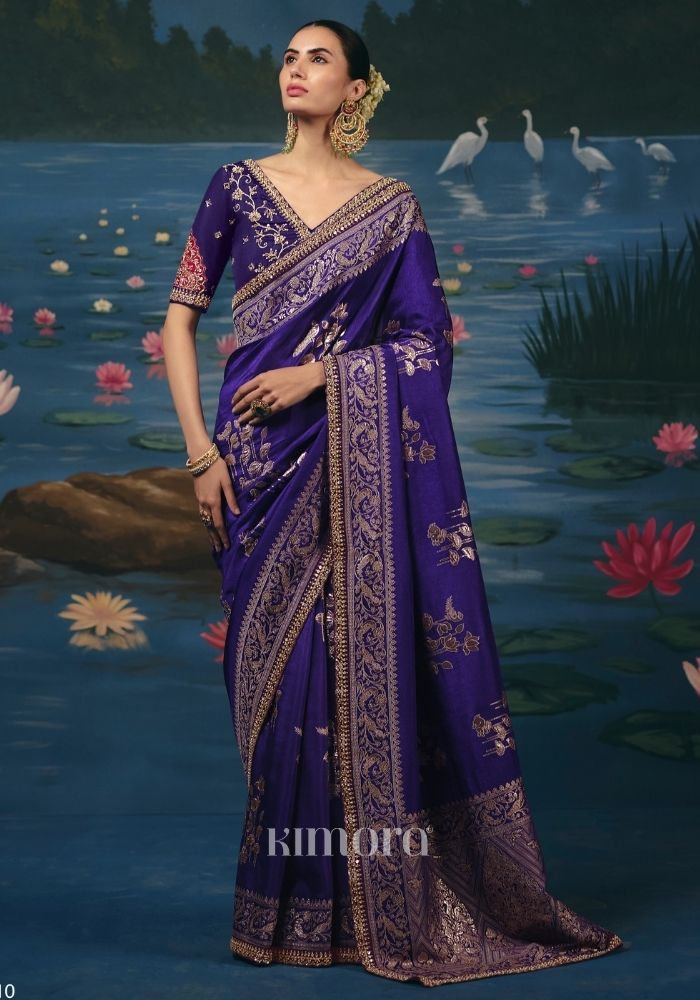Indrani Weaving Handcrafted Saree In Rich Violet