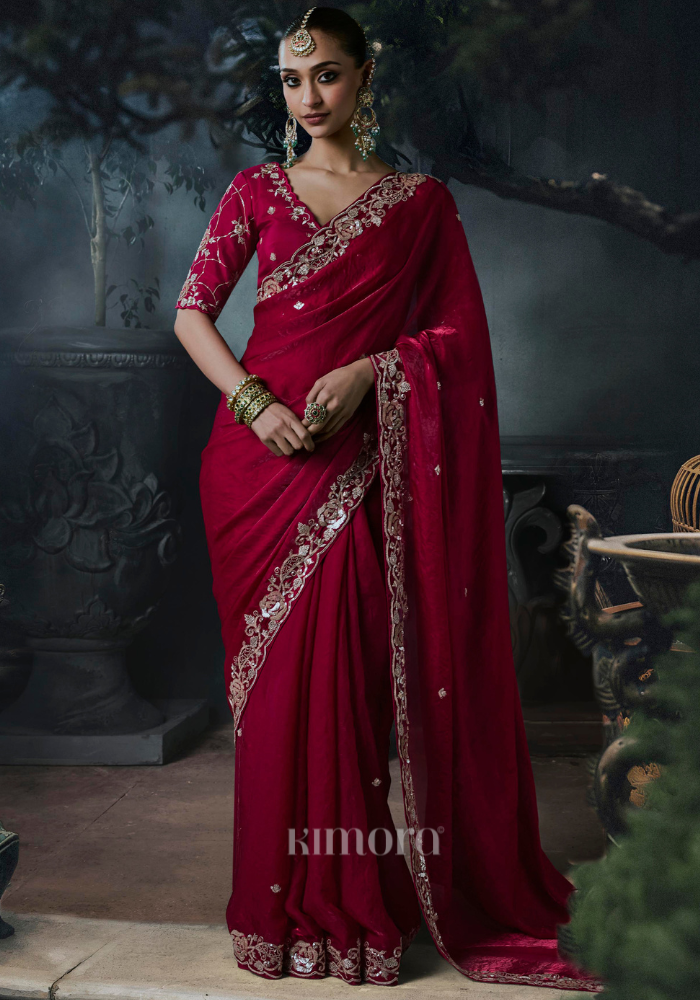 Mahi Ramen Silk Saree Red