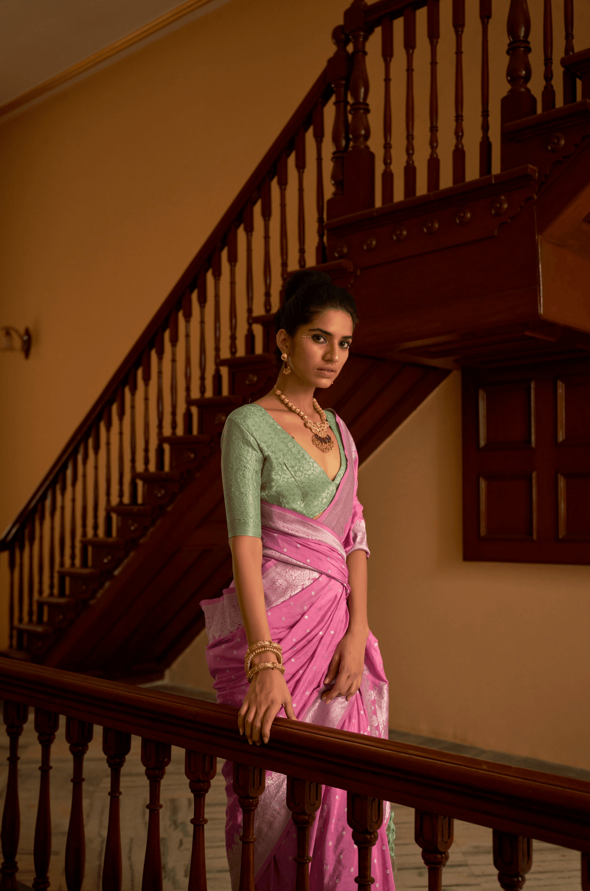 PINK NYLON SILK SAREE BY KIMORA - Kimora.in
