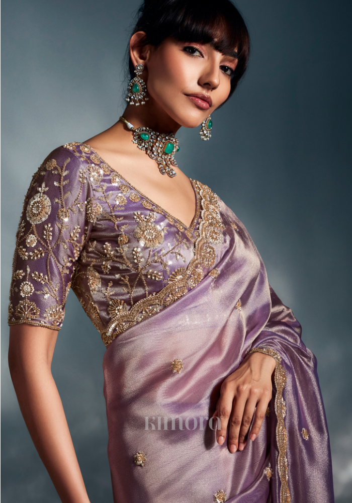 Suryamukhi Tissue Silk Saree In Pastel Purple