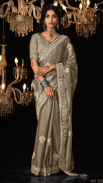 OLIVE GREEN KANJIVARAM SILK SAREE - Kimora.in
