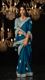 MIDNIGHT GLAMOUR – ROYAL BLUE SAREE - Kimora.in