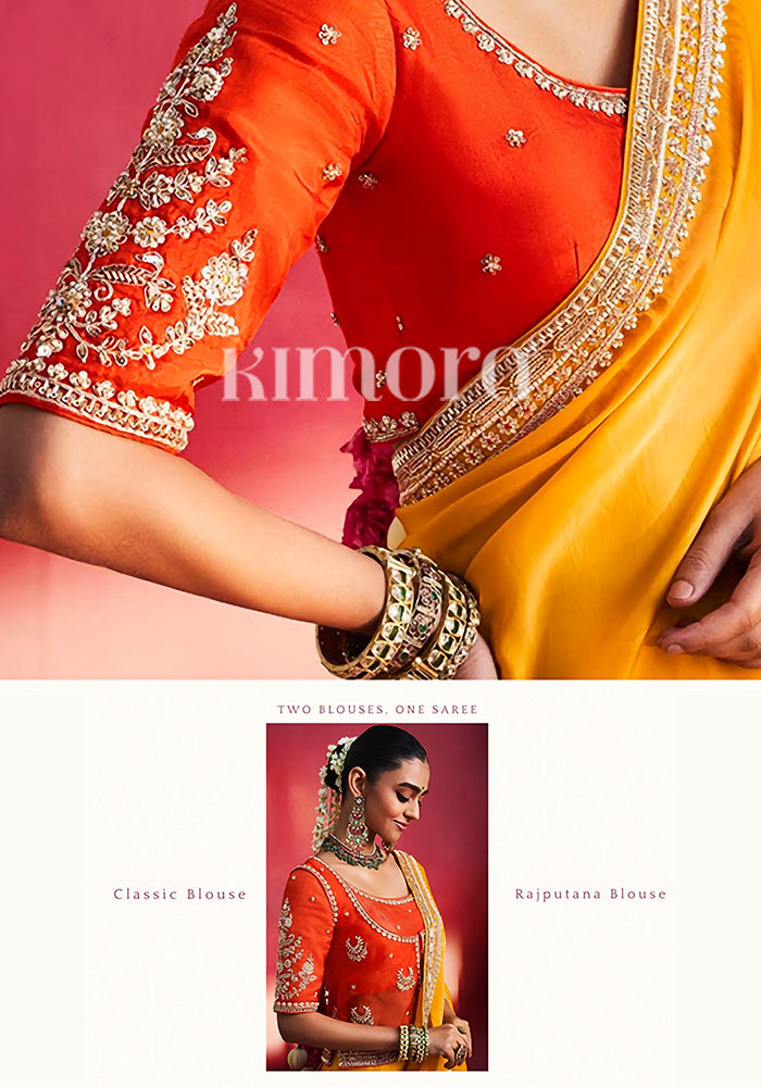 Urwashi Natural Silk Handcrafted Saree in Mustard yellow