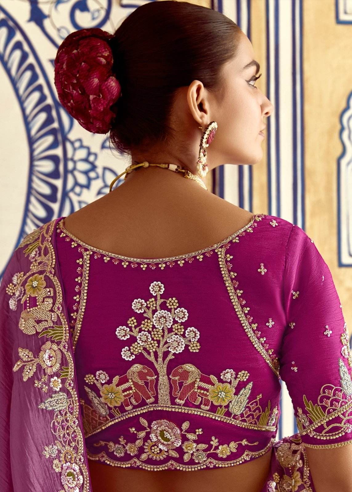 PURPLE DESIGNER TISSUE SILK SAREE - Kimora.in