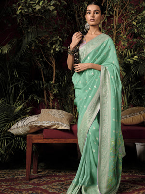 THE SEA GREEN SERENITY SAREE BY KIMORA