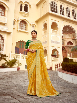 TIMELESS ELEGANCE IN YELLOW BANARASI SAREE