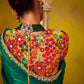 EMERALD GREEN SAREE WITH A VIBRANT FLORAL EMBROIDERED BLOUSE