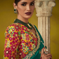 Emerald Green Saree with a Vibrant Floral Embroidered Blouse