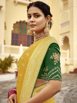 TIMELESS ELEGANCE IN YELLOW BANARASI SAREE
