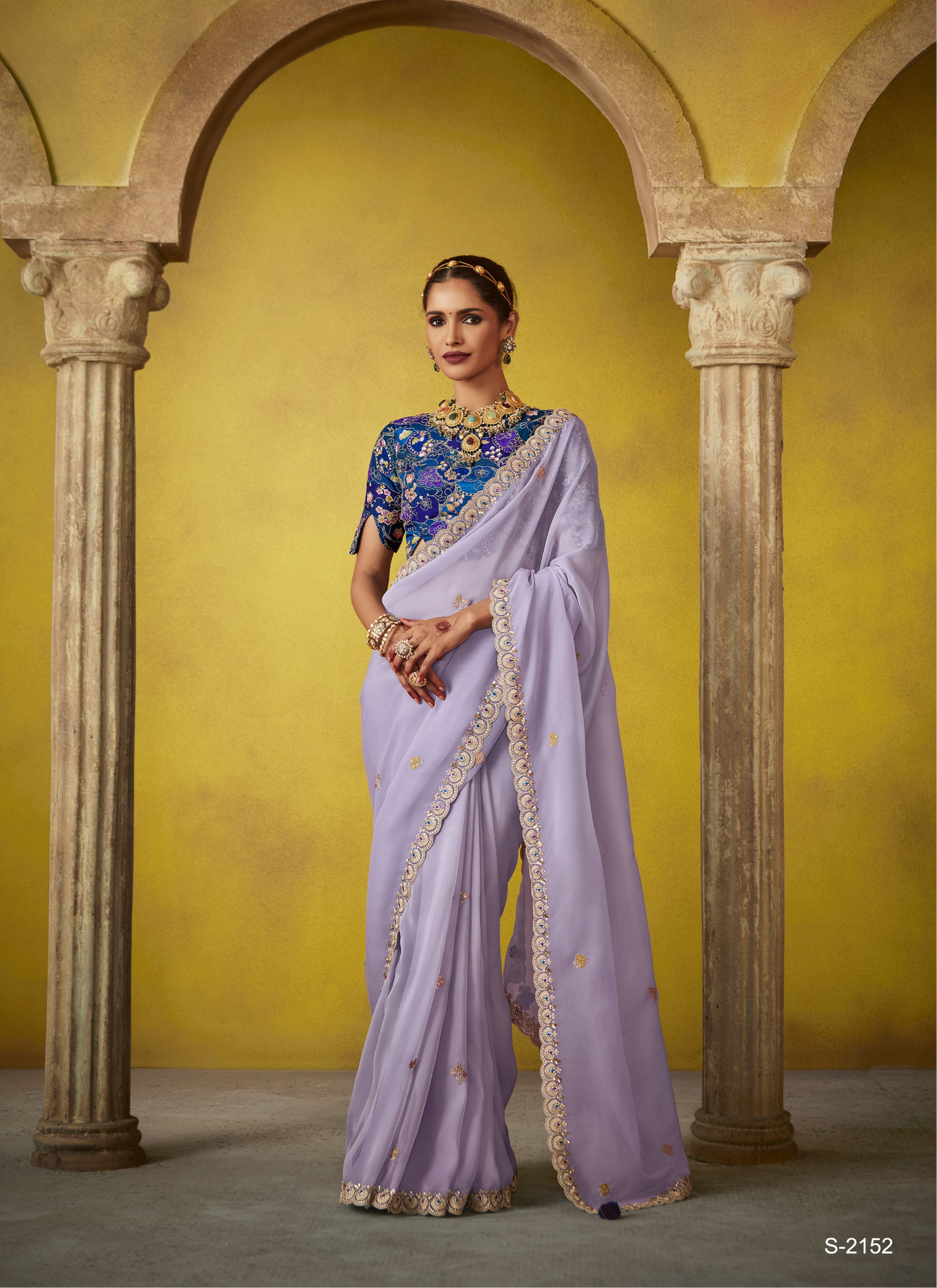 Ethereal Elegance: Lavender Silk Saree with Embroidered Blouse