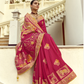 Red Banarasi Silk Saree with Yellow Blouse & Golden Mirror Work
