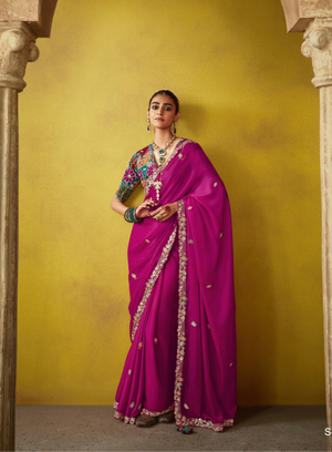 Regal Magenta Elegance: A Timeless Saree of Opulence