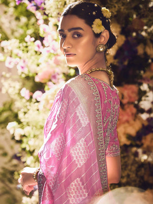 Pink Banarasi Silk Saree