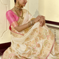 Cream Banarasi Silk Saree with Contrast Blouse