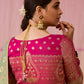 SEA GREEN DOLA SILK SAREE WITH RED GOLDEN EMBROIDERED BLOUSE