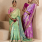 Shaded Pink & Lavender Tussar Silk Saree
