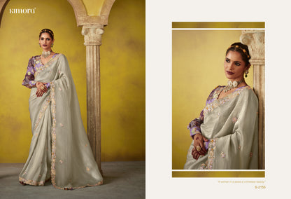 Elegant Silver Saree with Ornate Embroidered Blouse