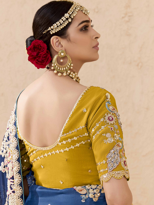 Royal Blue Tussar Silk Saree