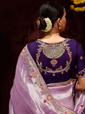 The Lavender Haze Banarasi Saree with Royal Purple Blouse