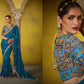 Regal Blue Saree with Intricately Embroidered Blouse