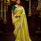 The Pista Banarasi Silk Saree & Forest Green Georgette Blouse