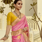 Pink Silk Saree with Contrast Yellow Blouse
