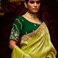 The Pista Banarasi Silk Saree & Forest Green Georgette Blouse