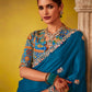 REGAL BLUE SAREE WITH INTRICATELY EMBROIDERED BLOUSE