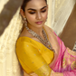 Pink Silk Saree with Contrast Yellow Blouse