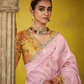 Graceful Pink Saree with Intricate Floral Embroidered Blouse