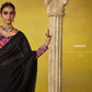 Elegant Black Saree with Vibrant Floral Embroidered Blouse