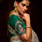 Elegant Silver Grey Banarasi Silk Saree with Red-Pink Floral Thread & Sequin Work