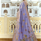 Lavender Banarasi Silk Saree with Blue Contrast Blouse