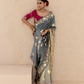 Shaded Grey Tussar Silk Saree