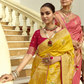 Peach Pink Banarasi Silk Saree With Contrast Blouse