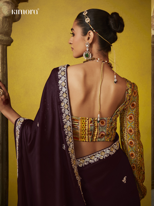 Royal Deep Purple Saree with an Intricately Embroidered Blouse