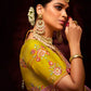 A Garden of Dreams: The Roseate Pink Banarasi Silk Saree Verdant Lime Blouse
