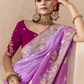 Shaded Pink & Lavender Tussar Silk Saree