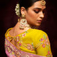 A Garden of Dreams: The Roseate Pink Banarasi Silk Saree Verdant Lime Blouse